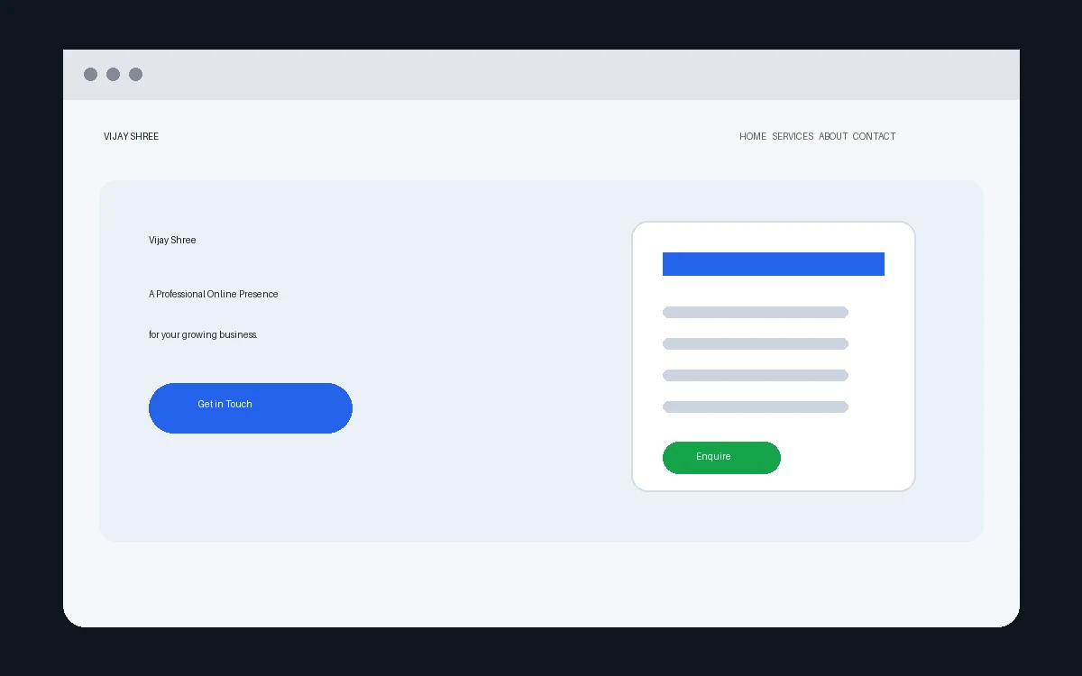 Vijay Shree small business website homepage screenshot